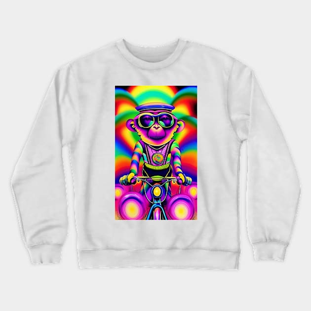 Monkey Riding Bike Crewneck Sweatshirt by ShopSunday